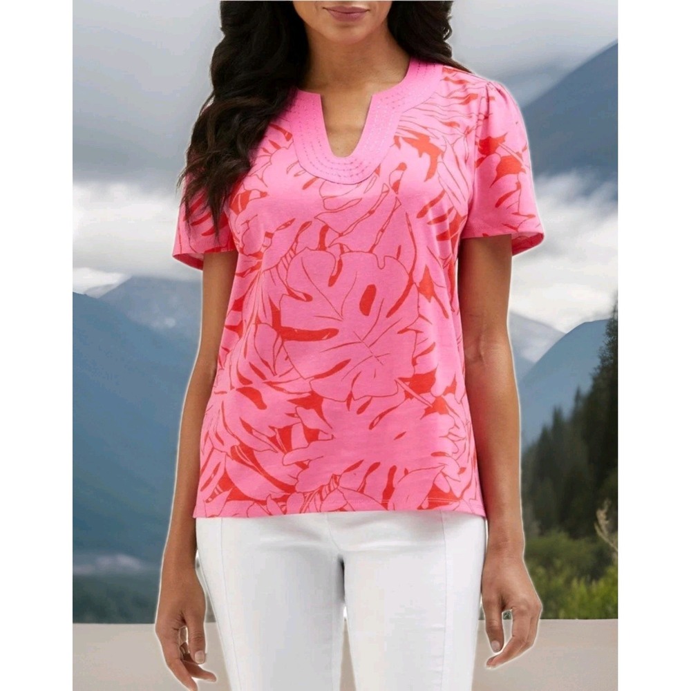 Rafaella Women's Short‎ Sleeve V-Neck Top SIZE: XSM NWT